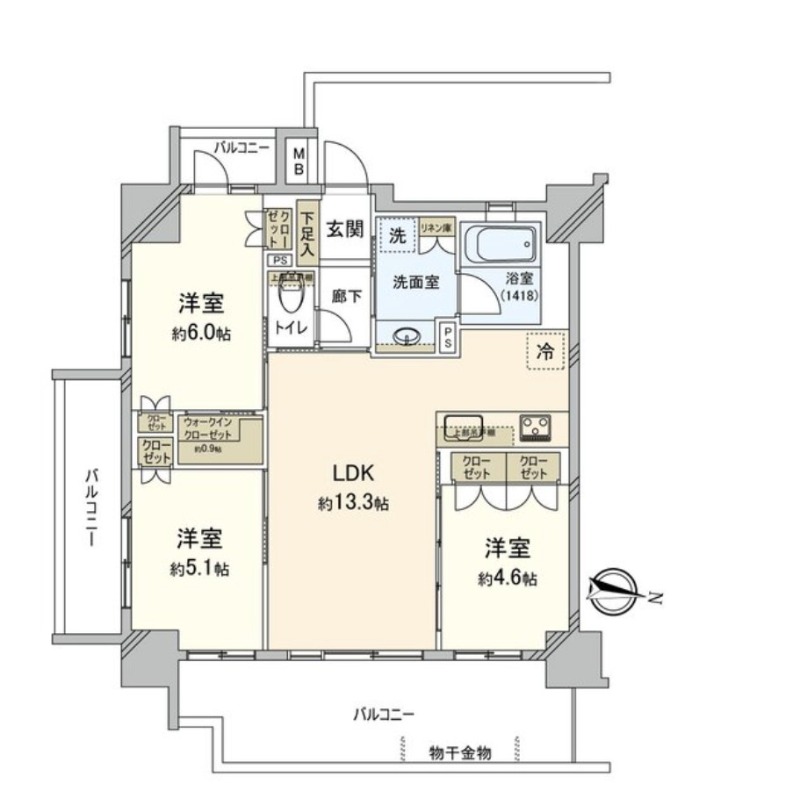 ＪＲ京浜東北線 大宮駅 徒歩5分 14階建 築12年の間取り写真