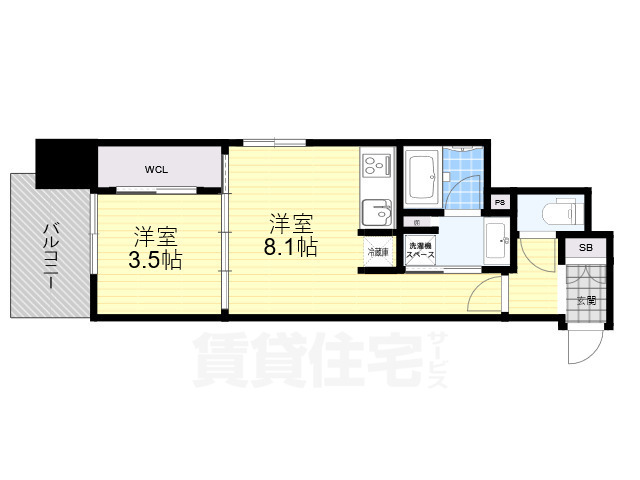 地下鉄千日前線 谷町九丁目駅 徒歩3分 15階建 築5年の間取り写真