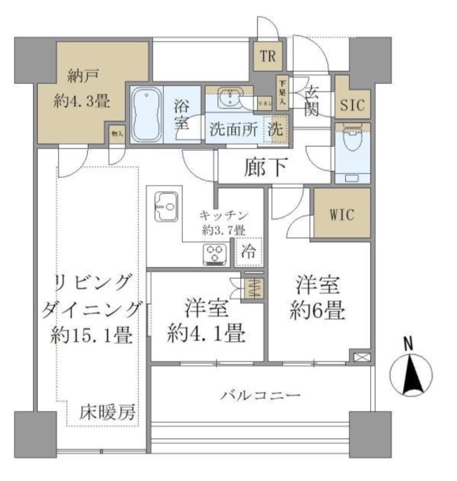 東京メトロ南北線 白金高輪駅 徒歩3分 45階建 築4年の間取り写真