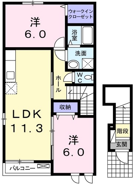 大竹市東栄のアパートの間取り