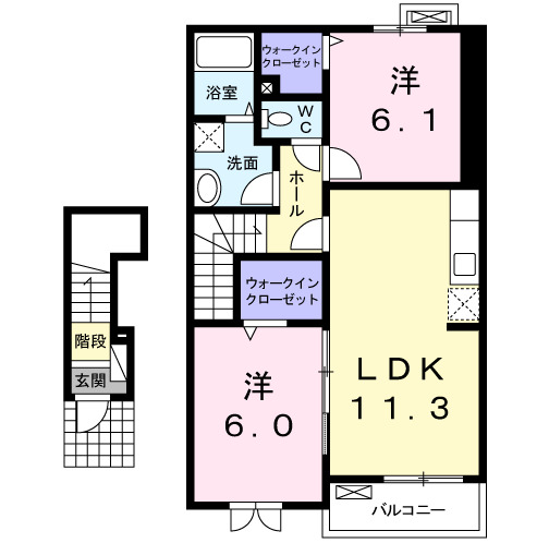 行橋市大字中津熊のアパートの間取り