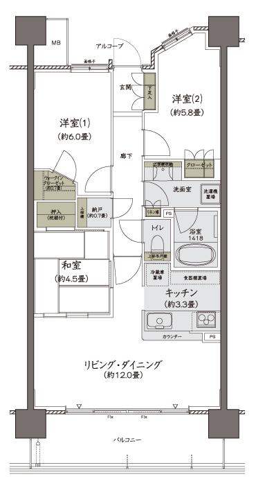 ザ・ガーデンズ勾当台通タワーレジデンスの間取り