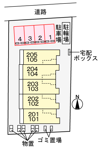 【松江市雑賀町のアパートの駐車場】