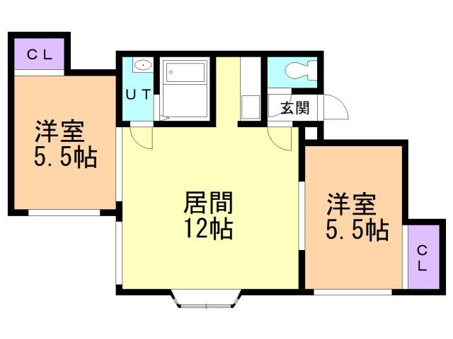 【函館市湯川町のアパートの間取り】