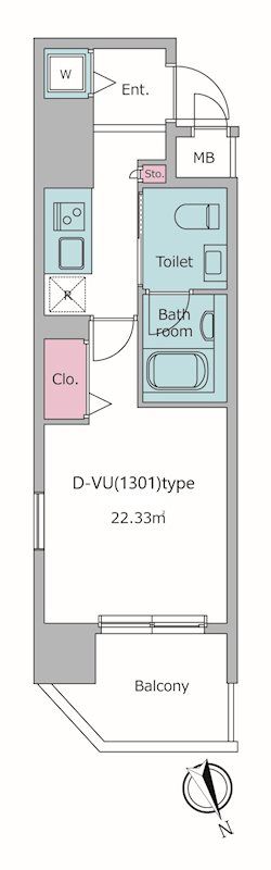 港区西新橋のマンションの間取り