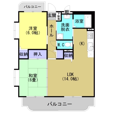 クラルテ古閑Aの間取り