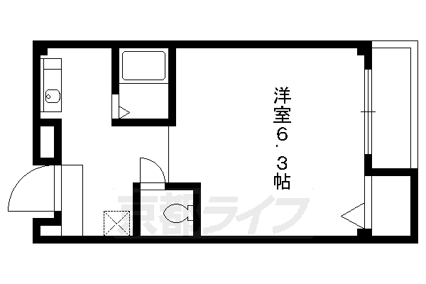 京都市左京区下鴨宮崎町のマンションの間取り