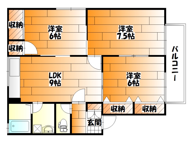 広島市安佐南区西原のアパートの間取り