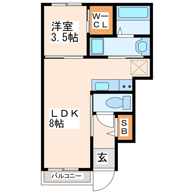 熊本市西区春日のアパートの間取り