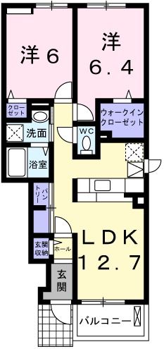 姫路市東山のアパートの間取り