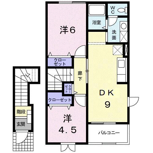 ［大東建託］クリスタル（南類家）の間取り