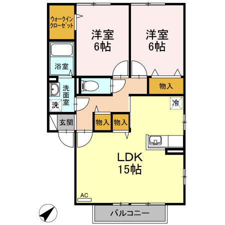 福山市川口町のアパートの間取り