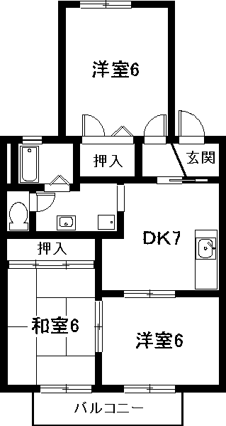 名古屋市中川区高畑のアパートの間取り