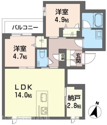 国分寺市南町のマンションの間取り