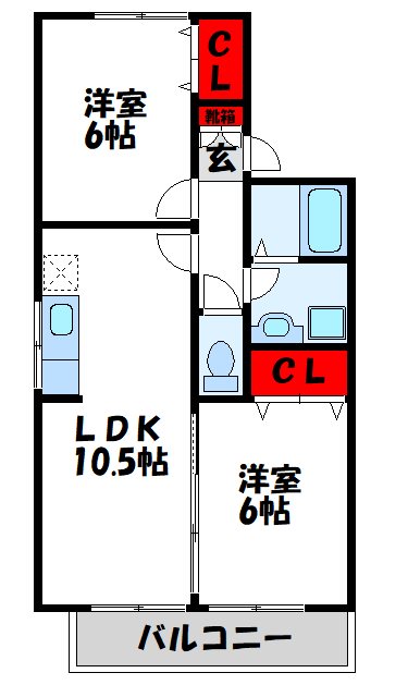 宗像市土穴のアパートの間取り