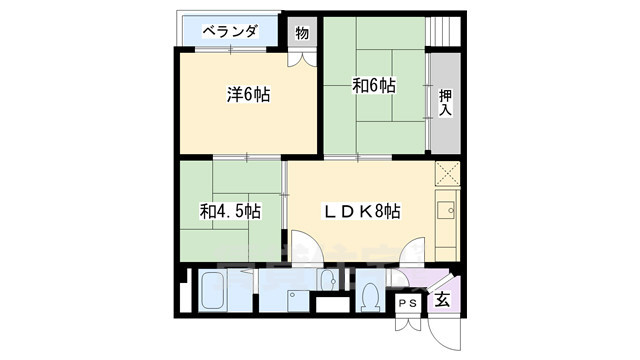 京都市中京区晴明町のマンションの間取り