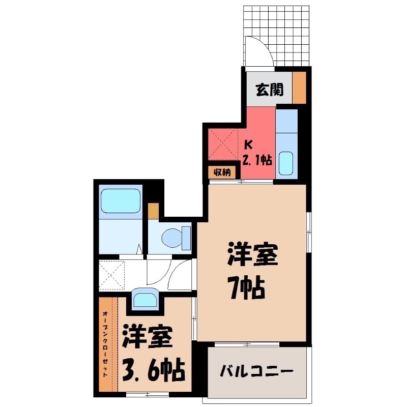 下都賀郡野木町大字丸林のアパートの間取り