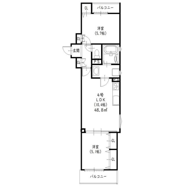 交野市私市山手のアパートの間取り