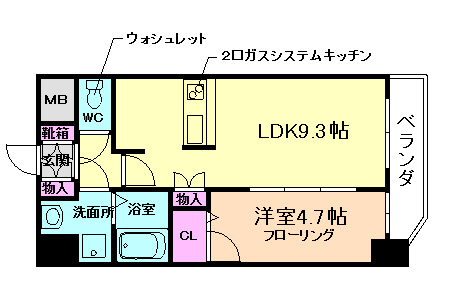 プレサンス野田阪神駅前ザ・プレミアムの間取り