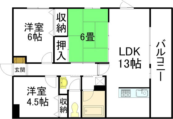 広島市中区吉島西のマンションの間取り