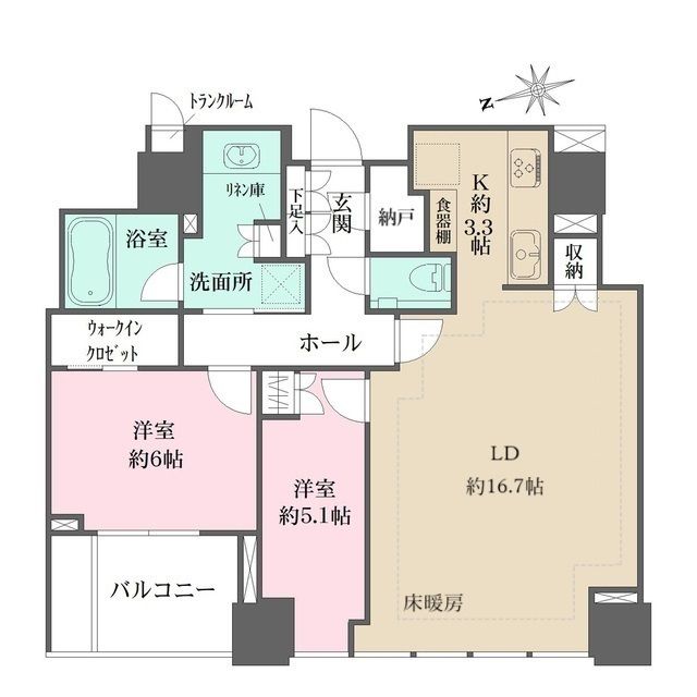 新宿区四谷のマンションの間取り