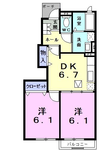 知多郡阿久比町大字植大のアパートの間取り