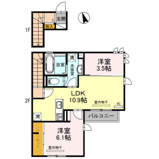 神戸市北区杉尾台のアパートの間取り