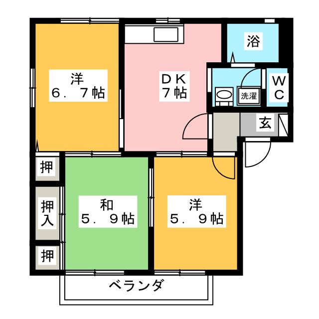 ディアコート蔵子　Ｅ棟の間取り