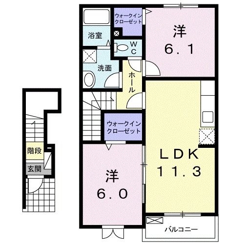 岩国市玖珂町のアパートの間取り