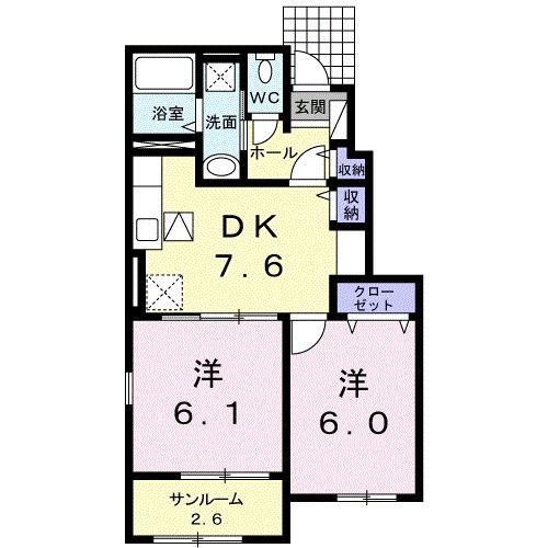 大川市大字向島のアパートの間取り