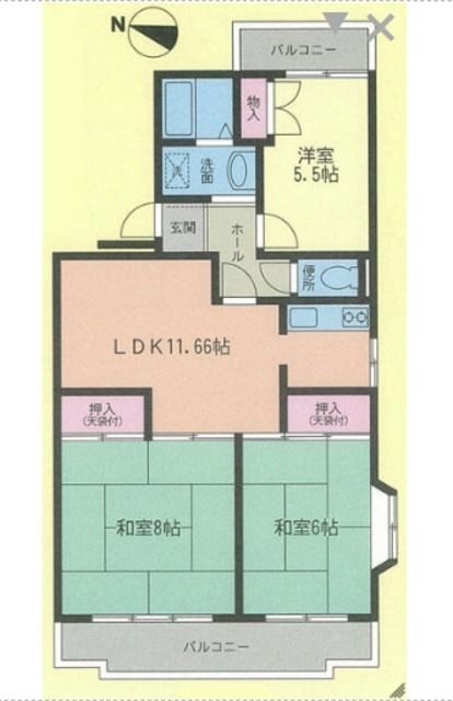 草加市稲荷のマンションの間取り