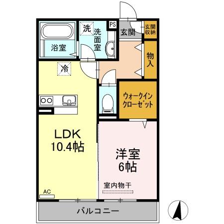 岡山市北区今村のアパートの間取り