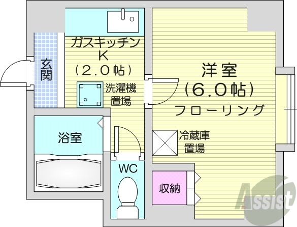 札幌市中央区南十六条西のマンションの間取り