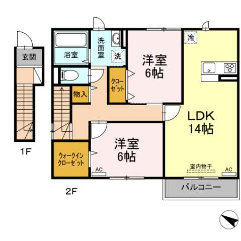 広島市佐伯区石内東のアパートの間取り