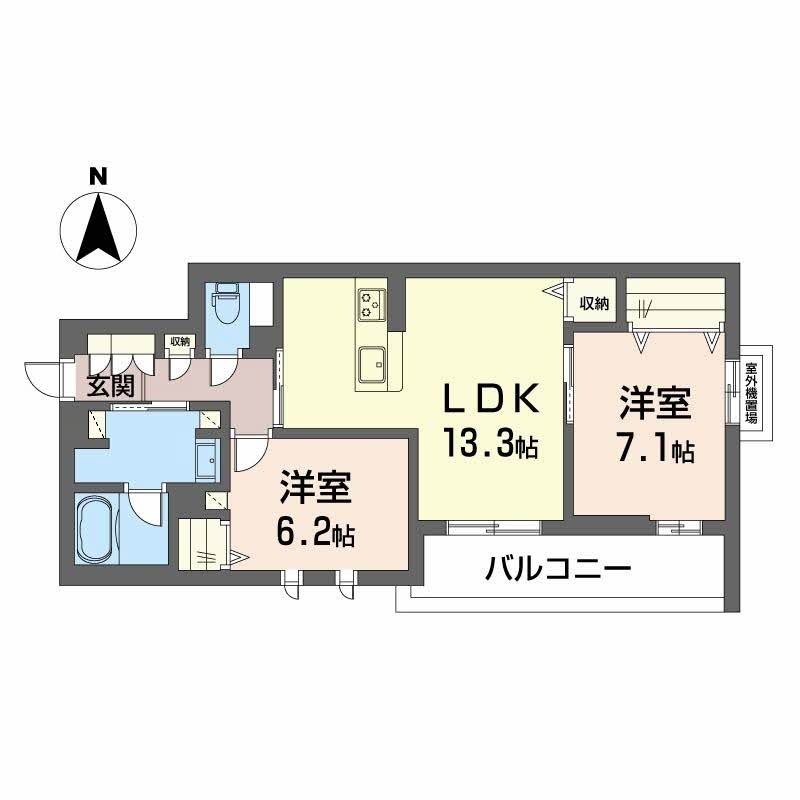 堺市堺区中三国ヶ丘町のマンションの間取り