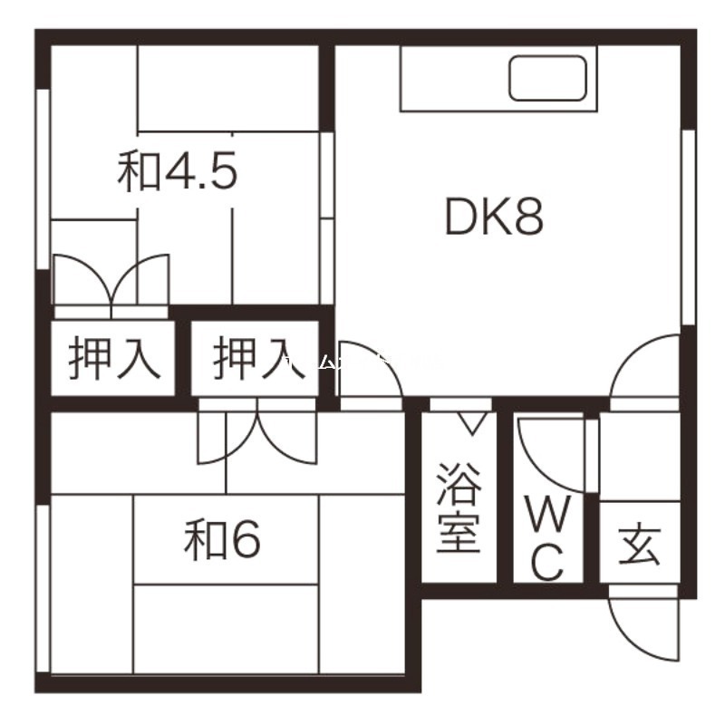 札幌市手稲区富丘一条のアパートの間取り