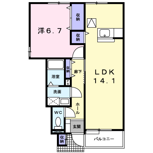 砺波市矢木のアパートの間取り