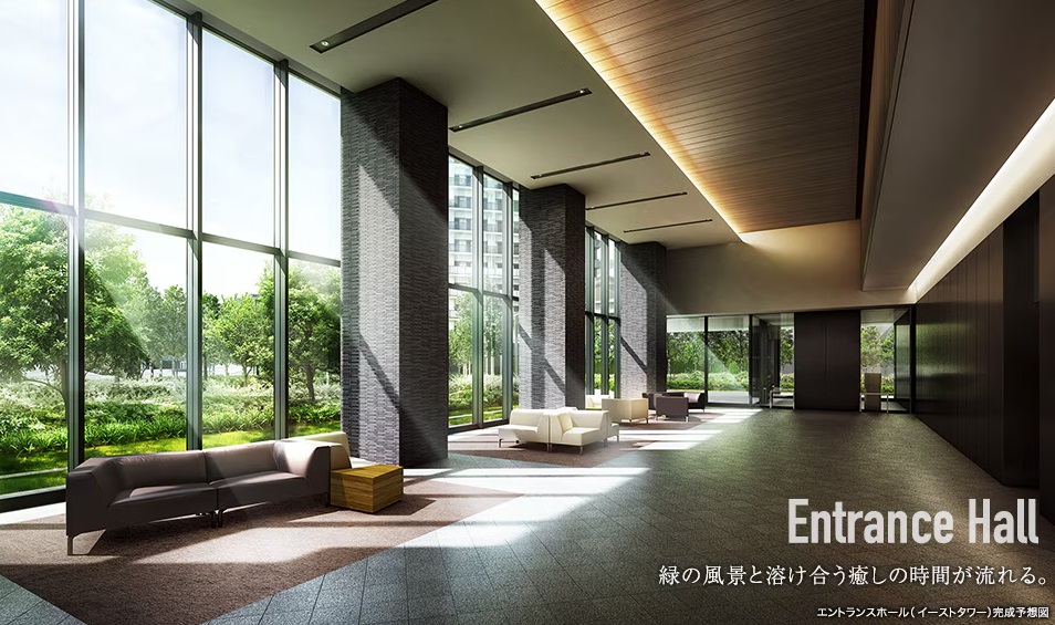 ロビー　明るい陽の入るガラス張りのロビーとなっております。