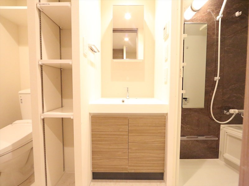 洗面設備　脱衣所　独立洗面台　収納スペース有