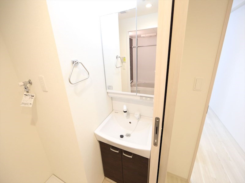 洗面設備　脱衣所　独立洗面台（シャンプードレッサー付）収納スペース有