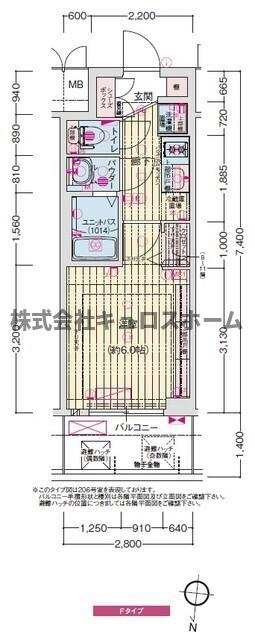 近鉄大阪線 今里駅 徒歩6分 15階建 築1年の間取り写真