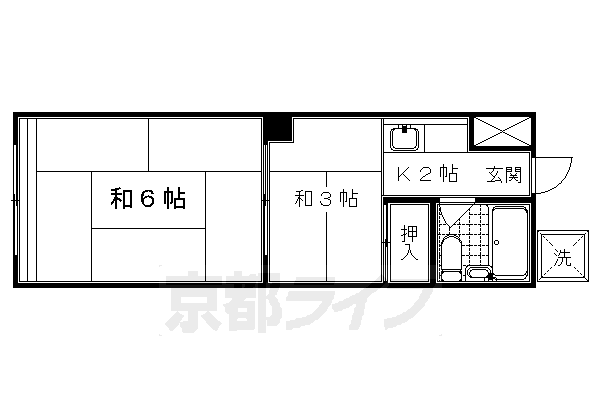 京都市東山区五条橋東６丁目のマンションの間取り