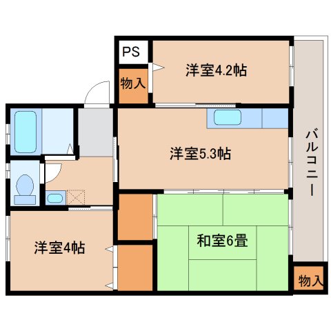 （UR）中登美第３団地F０９号棟の間取り