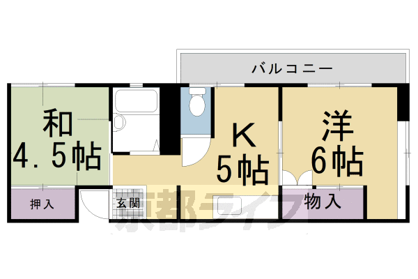 京都市左京区岩倉三宅町のマンションの間取り