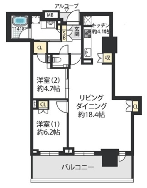 尼崎市南塚口町のマンションの間取り