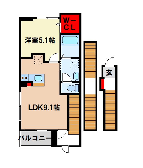 【筑紫野市美しが丘南のアパートの間取り】