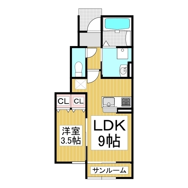 仮）千曲市雨宮アパート　Ａ棟の間取り