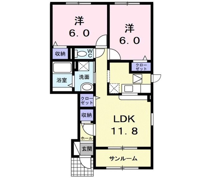 弘前市大字樹木のアパートの間取り