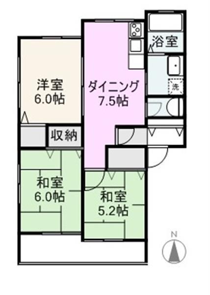 木田郡三木町大字下高岡のアパートの間取り