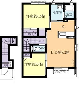 ひたち野ＴＭ　ＦＬＡＴ　Ｗ３の間取り